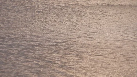 Slow motion ocean texture shimmering in evening light near coastal wind turbines Stock Footage 312278208