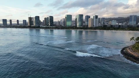 Slow motion ocean view of the city Stock Footage 247599212