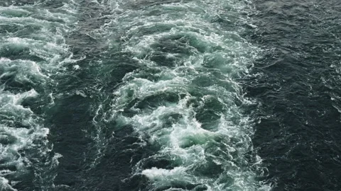 Slow Motion Ocean Wake Texture with Soft Evening Light and Surface Motion Stock Footage 309421874