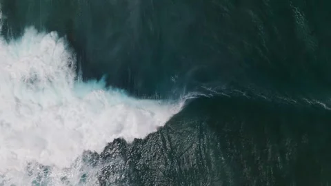 Slow Motion Ocean Wave Breaking Over Deep Blue Water Stock Footage 326014879