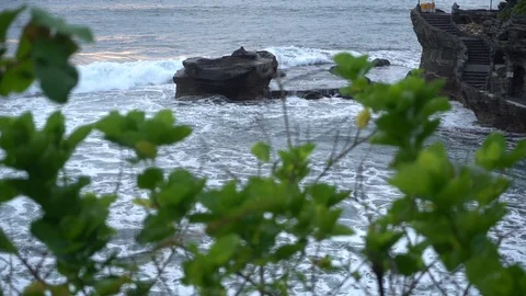 Slow Motion Ocean Wave Crashing About Rock Bali Stock Footage 104536372