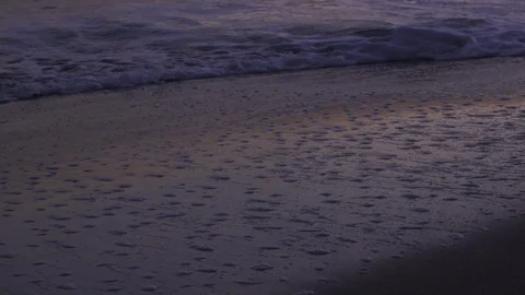 Slow motion ocean waves on a beach at sunset, Kamakura Japan Video stock 103811112