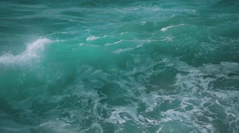 Slow motion Ocean Waves Breaking on Shore Stock Footage 55360314