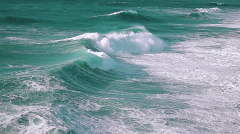 Slow Motion Ocean Waves Breaking on Shore Stock Footage 59099782