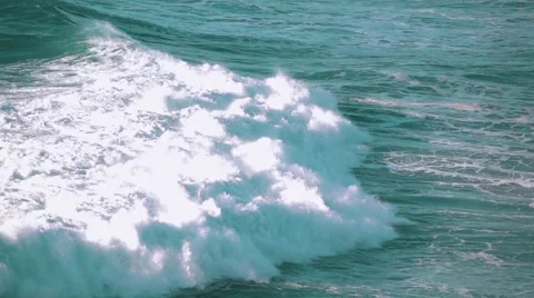 Slow Motion Ocean Waves Breaking on Shore Stock Footage 59100338