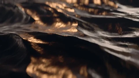 Slow motion ocean waves close up at sunset. Loop. 3D animation. 스톡 동영상 112653420