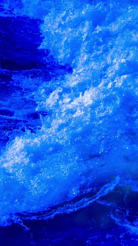 Slow Motion Ocean Waves Crashing with White Sea Foam. 4K Vertical Video Stock Footage 306679099