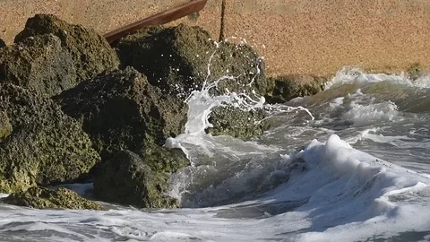 Slow Motion Ocean Waves Stock Footage 82617223