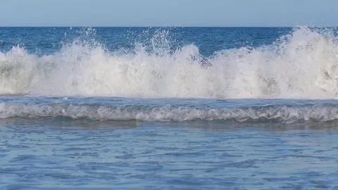 Slow Motion Ocean Waves Near the Shore Stock Footage 76336483