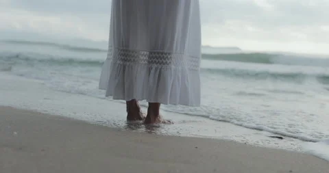 Slow motion of ocean waves roll break on sand beach Stock Footage 203197144