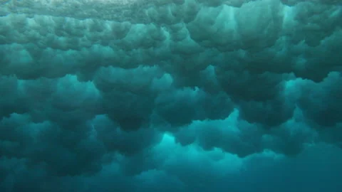 Slow Motion Of Ocean Waves Splashing Underwater - South Male Atoll, Maldives Stock Footage 152844421
