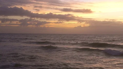 Slow Motion Ocean Waves at Sunset Stock Footage 84040114