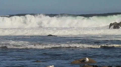 Slow motion ocean waves video Stock Footage 750822