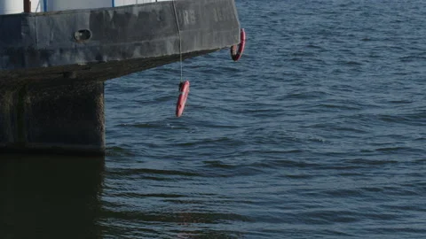 Slow motion old barge on river Danube 4K video Stock Footage 205947891