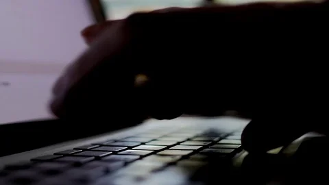 Slow motion of old style typing on computer Stock Footage 71182655