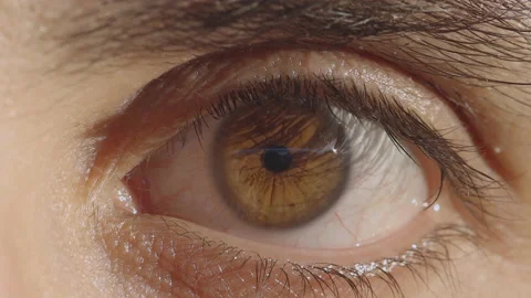 Slow Motion: Opening Eye, Iris And Eyelash extreme Closeup Stock Footage 148388388
