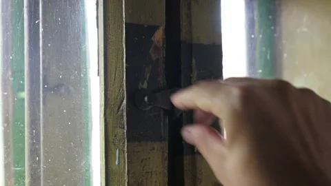 Slow motion opening of window frames HD video Stock Footage 141009042