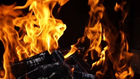Slow motion of orange bonfire flames for barbecue Stock Footage 119261994