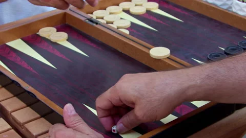 Slow Motion Outdoor Backgammon Game 1 스톡 동영상 201760435