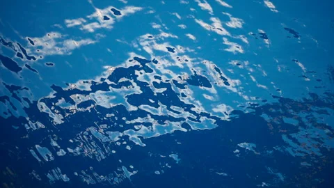 Slow motion over disturbed ocean water surface, loopable. Impressive background  Stock Footage 146336873