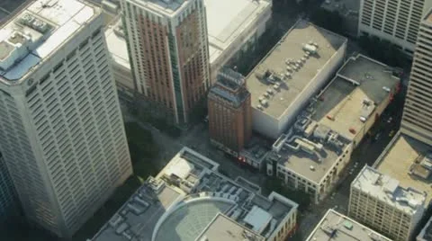 Slow-Motion Overhead Aerial View of Downtown Buildings Stock Footage 11521703