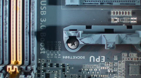 Slow motion overhead sweep of circuit board. ECU. Stock Footage 64881808