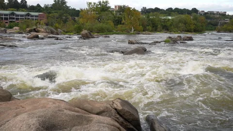 Slow Motion Pan Across James River Rapids Vídeo Stock 252599784