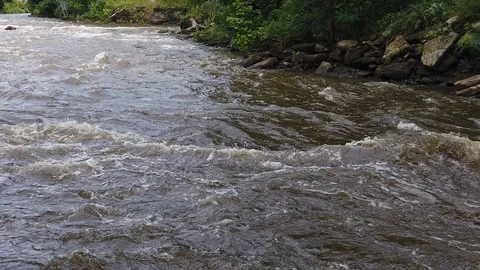 Slow motion pan down the river Stockbeeldmateriaal 112878902