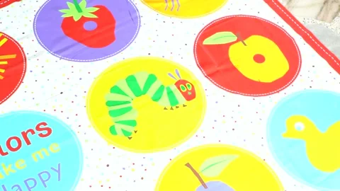 Slow Motion Pan Educational Children Mat Title Of Colors Make Me Happy Stock Footage 300728241