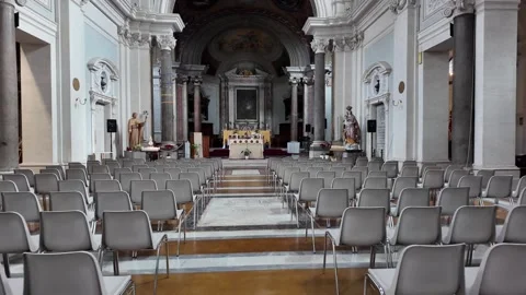 Slow Motion Pan Of Gilded Ceiling And Altar In Sant Anastasia Rome 스톡 동영상 330123671