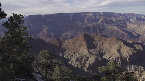 Slow Motion Pan over Grand Canyon to Ruins Stock Footage 50442637