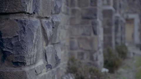 Slow Motion Pan Right to side of church wall Maplewood New Jeresy 4K Stock Footage 267737773