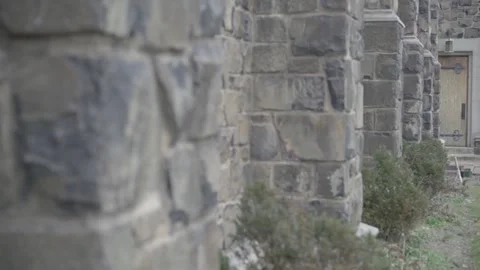 Slow Motion Pan from side wall of church to door Maplewood New Jersey 4k. Stock Footage 267737757