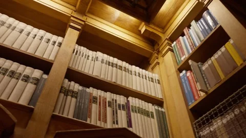 SLOW MOTION PANNING SHOT OF THE LIBRARY AT GARNIER OPERA HOUSE IN PARIS Stock Footage 308997838
