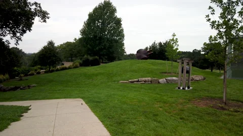 Slow Motion Panning Video Of  path in the park Stock Footage 138642111