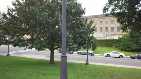 Slow Motion Panning Video Of view of the city park Stock Footage 138638515