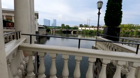 Slow Motion Panning Video Of view of the street in the city Stock Footage 138649549