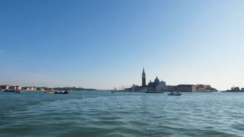 Slow motion panoramic shot of grand Canal in Venice, Italy. 動画素材 131946277