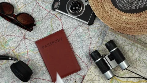 Slow motion paper aeroplane flys into travel concept background Stock Footage 170949769