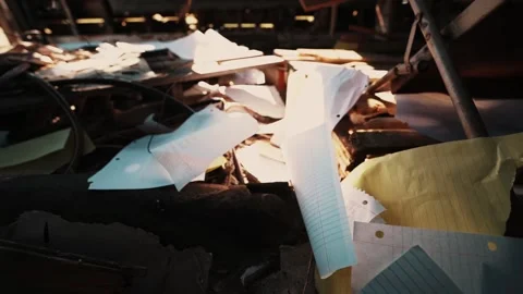 Slow Motion Papers blowing in Wind Video stock 229906667