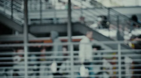 Slow motion passengers on train station,rainy day train passing by Stock Footage 55739381