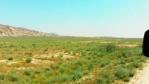 Slow motion passing landscape view from car while driving. Adventure Road tri Vídeos de archivo 157655249