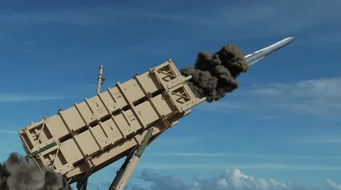 Slow Motion, Patriot-type Multiple Missile Launch Vehicle (like Iron Dome) Stock Footage