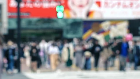 Slow motion of pedestrian start to cross the street at Shibuya Scramble crossing Stock-Footage 196077401