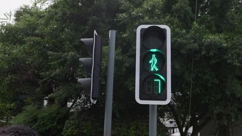 Slow motion of pedestrian traffic light changing from red to green in Chengdu Stock Footage 315136850