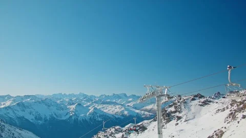 Slow motion of people in action skiing snowboarding on the ski slope in the alps Stock Footage 71126065
