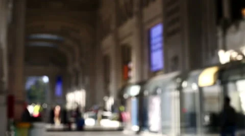 Slow motion of people with anonymous faces walking into the station Stock-Footage 57137681