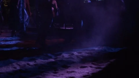 Slow motion of people dancing and having fun at outdoor music festival Stock Footage 122381452