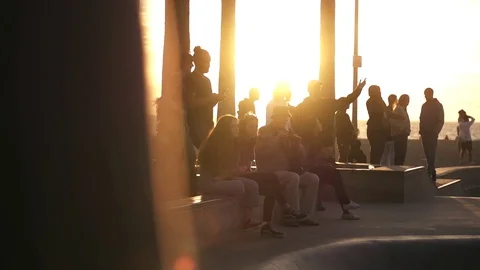 Slow Motion People During Sunset Stock Footage 81872044