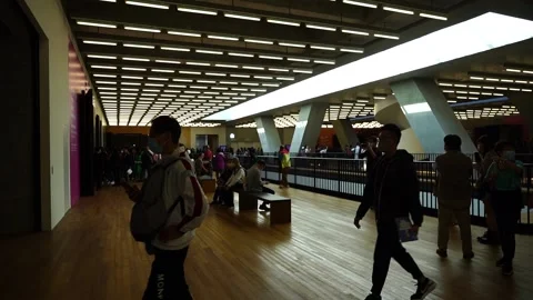 Slow motion of people in museum Stock Footage 166183940